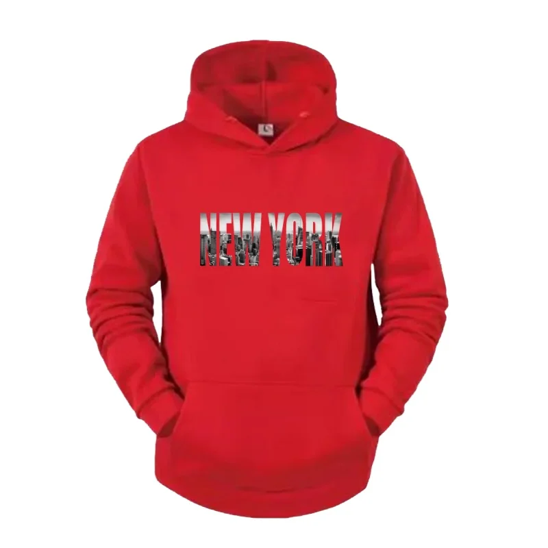 Men'S Fashion New York - Sweatshirt berkerudung dengan motif pemandangan kota