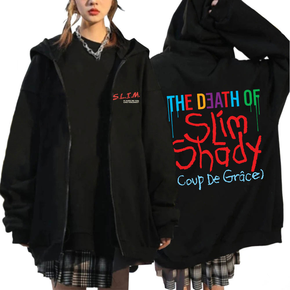 Rapper Eminem The Death of Sli - Mens Fashion Zip Up Hoodies ulasan dan harga